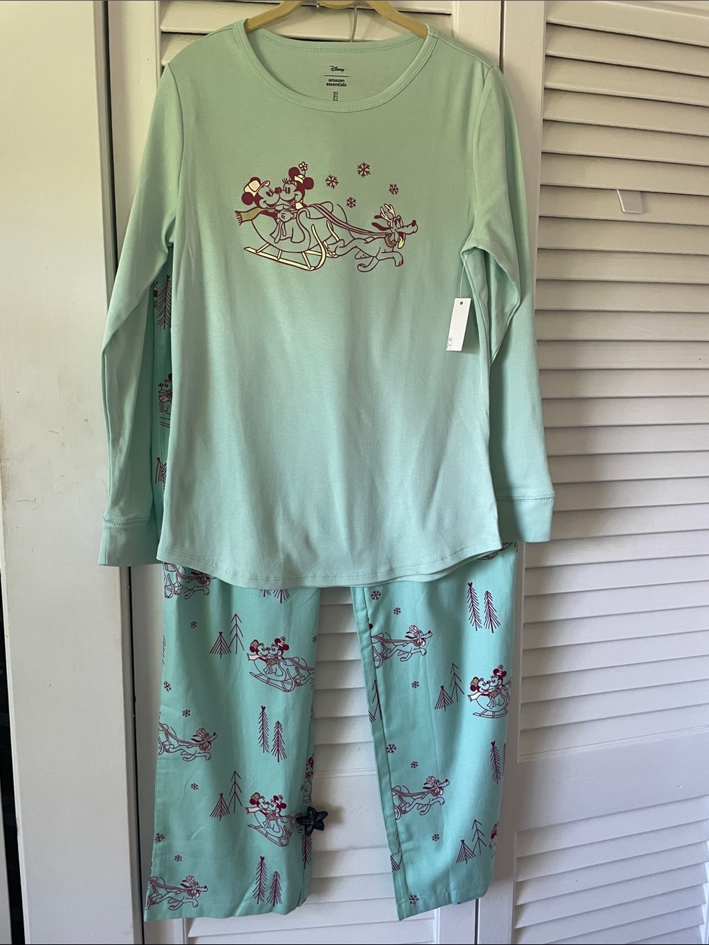 Disney Mint Green Mickey & Friends Sledding Pajama Set